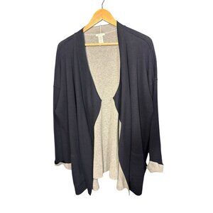 J.Jill Womens Reversible Knit Blue & Gray Open Front Draped Cardigan Sweater 2X